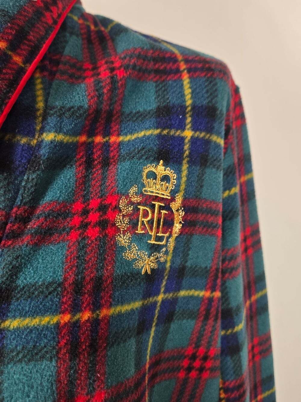 Lauren Ralph Lauren Plaid Fleece Nightshirt M Tartan Preppy Sleepwear Robe - Picture 3 of 9
